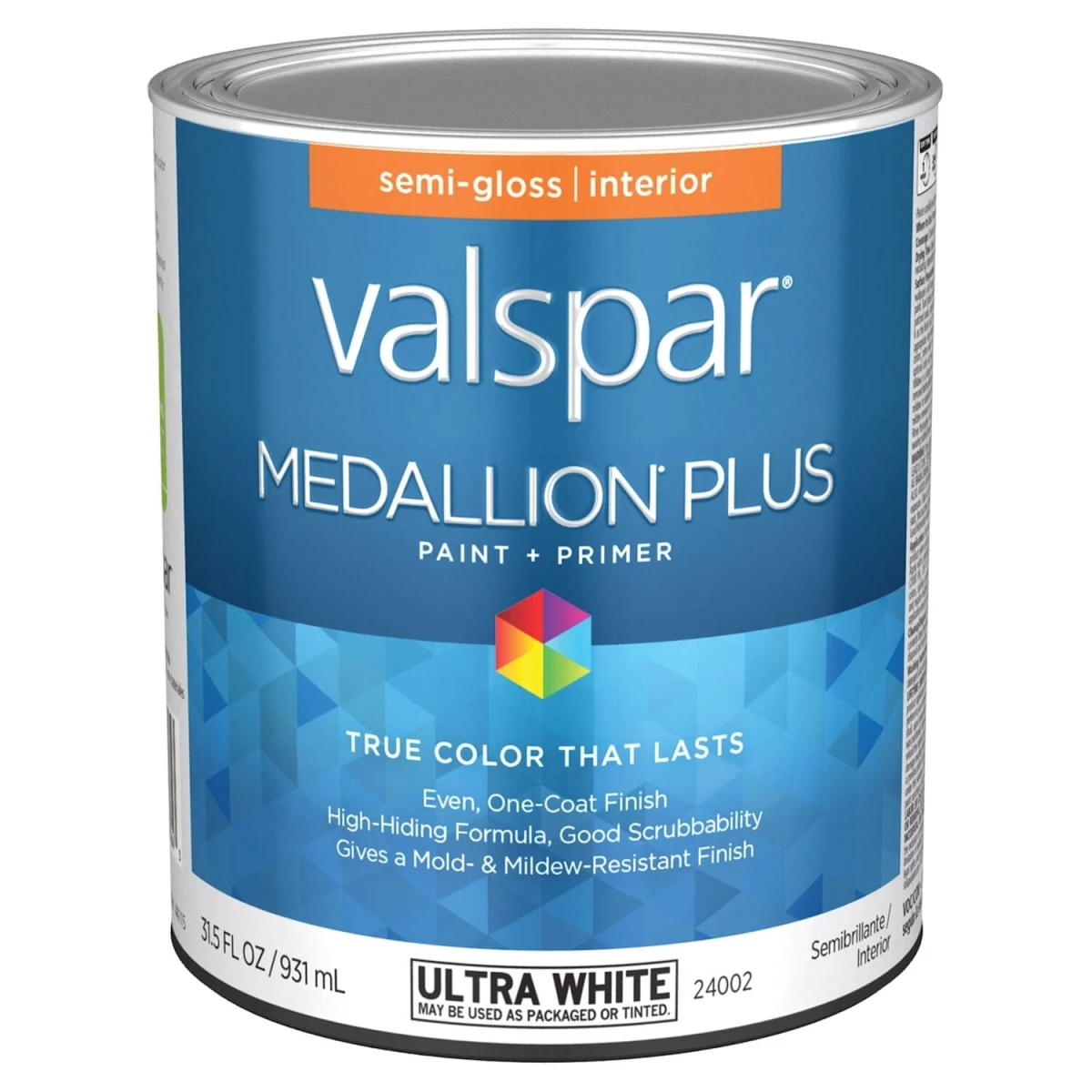 Premium Semi-gloss Interior Paint & Primer, Ultra White, 1 Quart