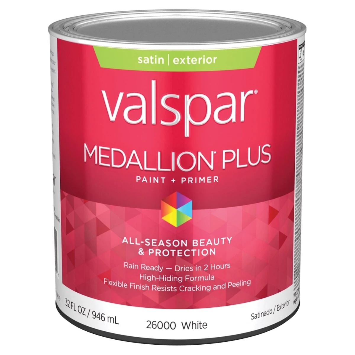 Medallion Plus Premium Satin Exterior Paint & Primer, White, 1 Quart