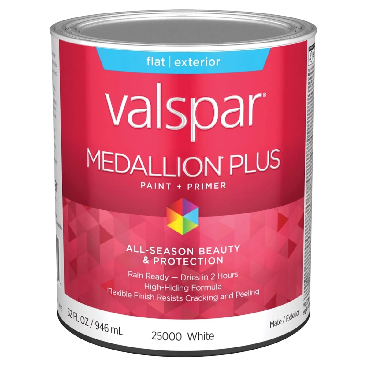 Medallion Plus Premium Flat Exterior Paint & Primer, White, 1 Quart