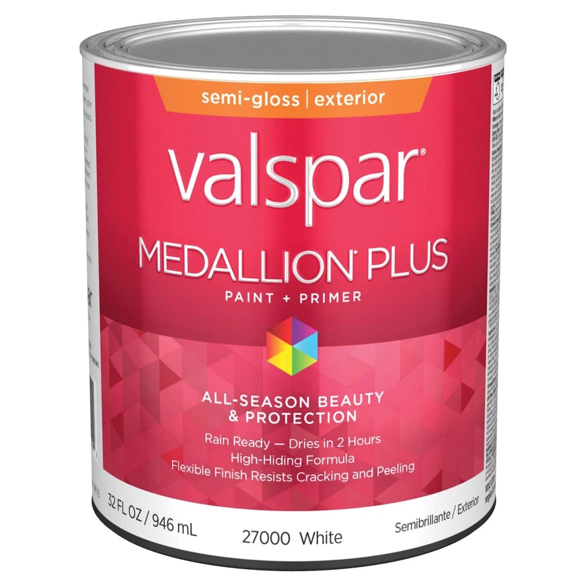 Medallion Plus Premium Semi-gloss Exterior Paint & Primer, White, 1 Quart