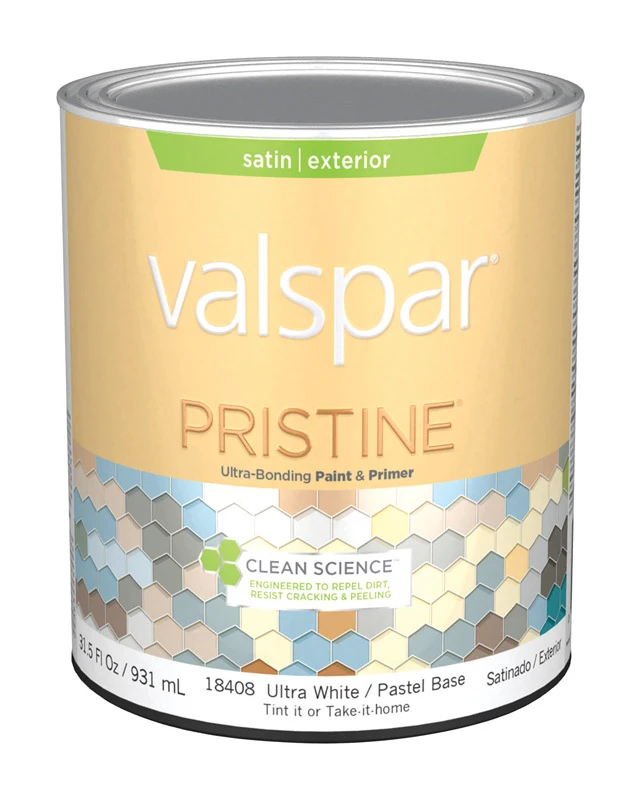 Pristine Satin Basic White Pastel Base Paint And Primer Exterior 1 Quart