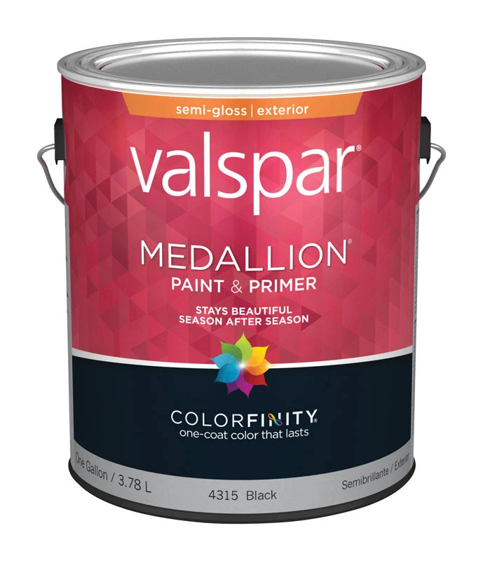 Medallion 100% Acrylic Semi-gloss Exterior House Paint, Black, 1 Gallon