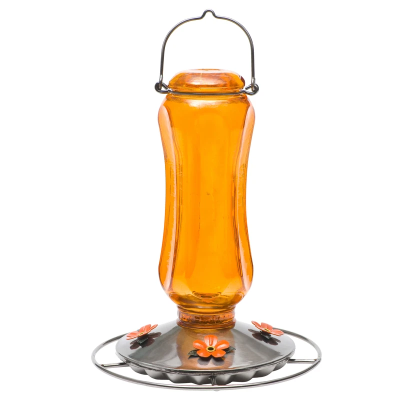 Vintage Oriole Bird Feeder, Carnival Glass, 16 Oz Capacity, 4 Ports