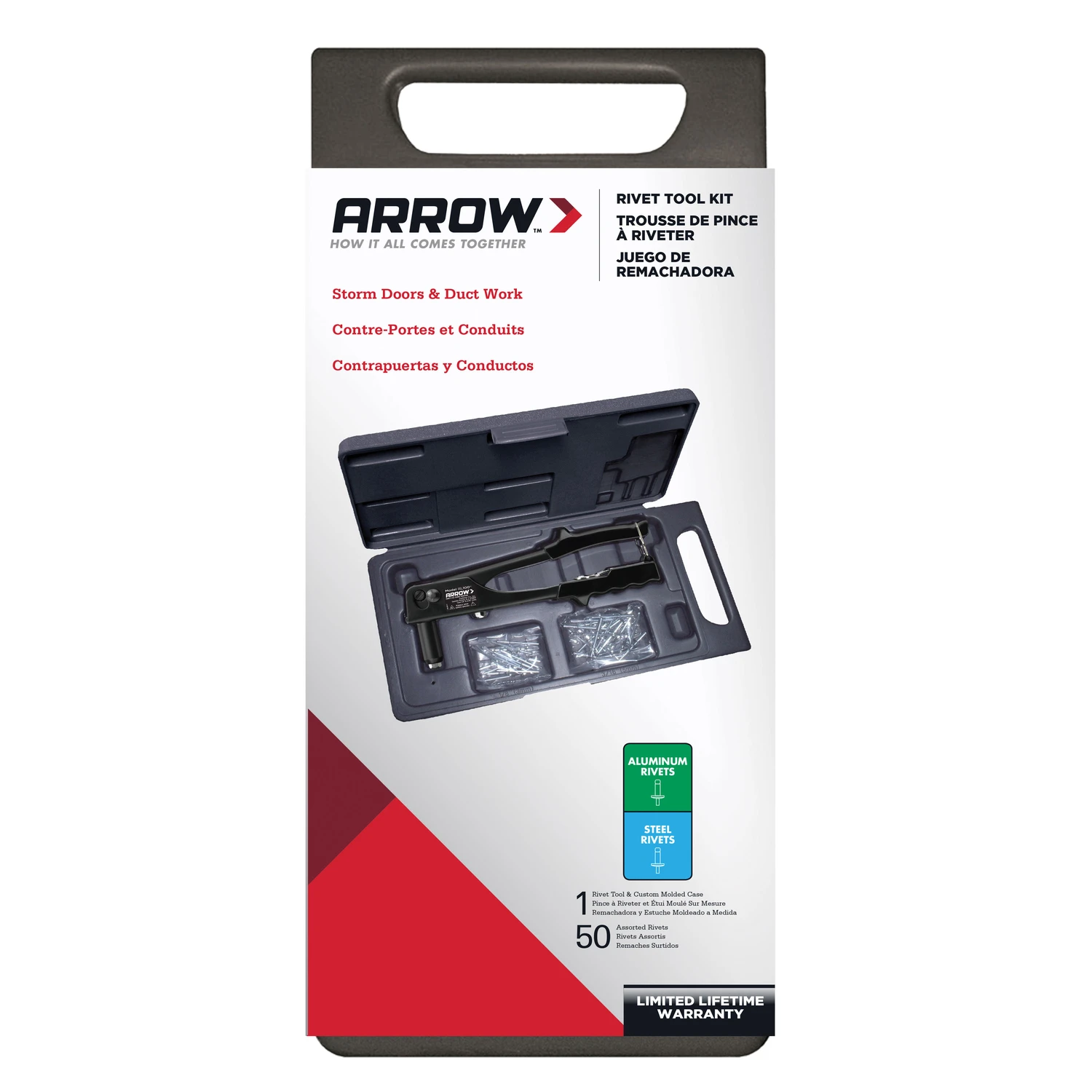 Steel Rivet Tool Kit Rl100k With 50 Rivets And Storage Case