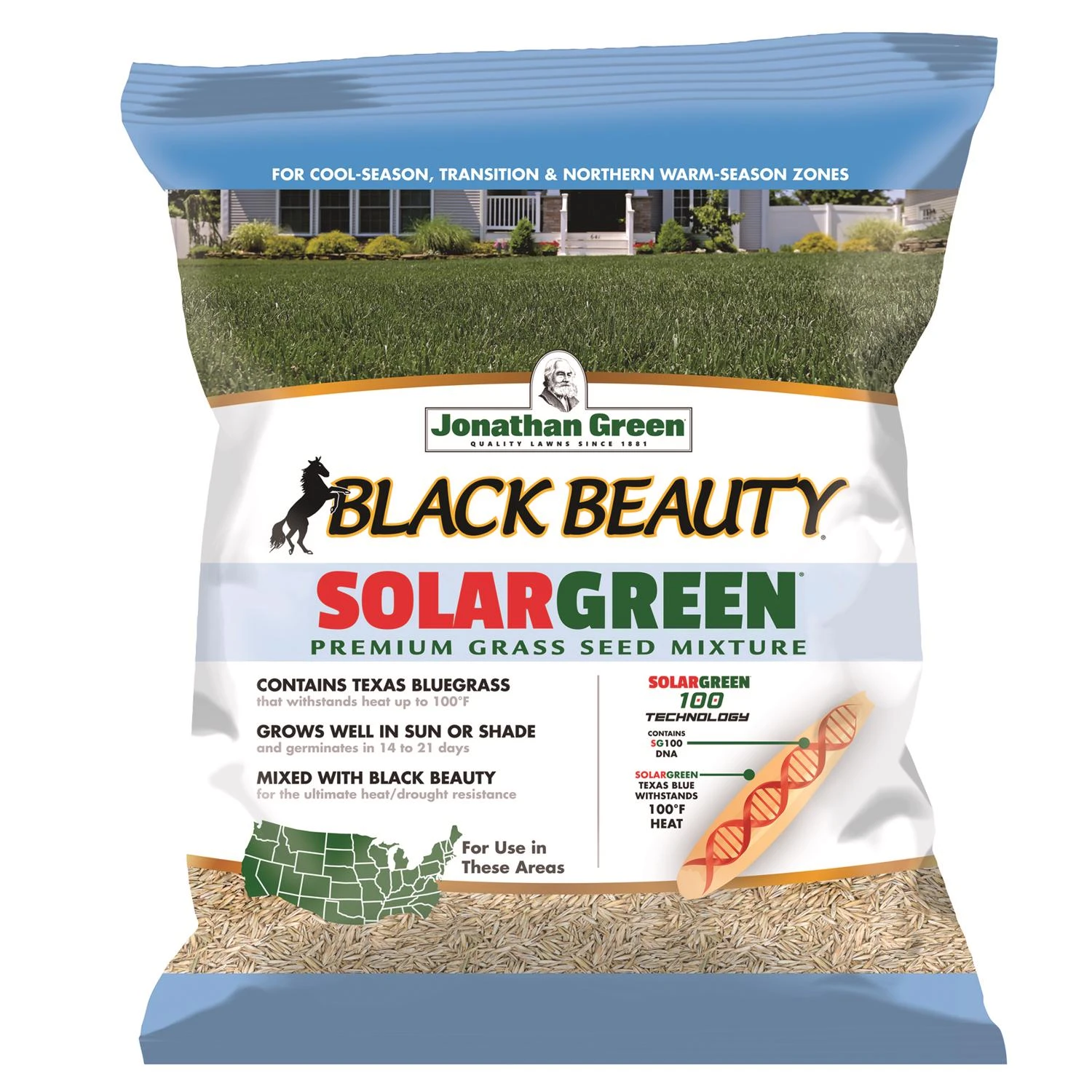 Black Beauty Solargreen Texas Bluegrass Grass Seed 3 Lb For Sun/shade