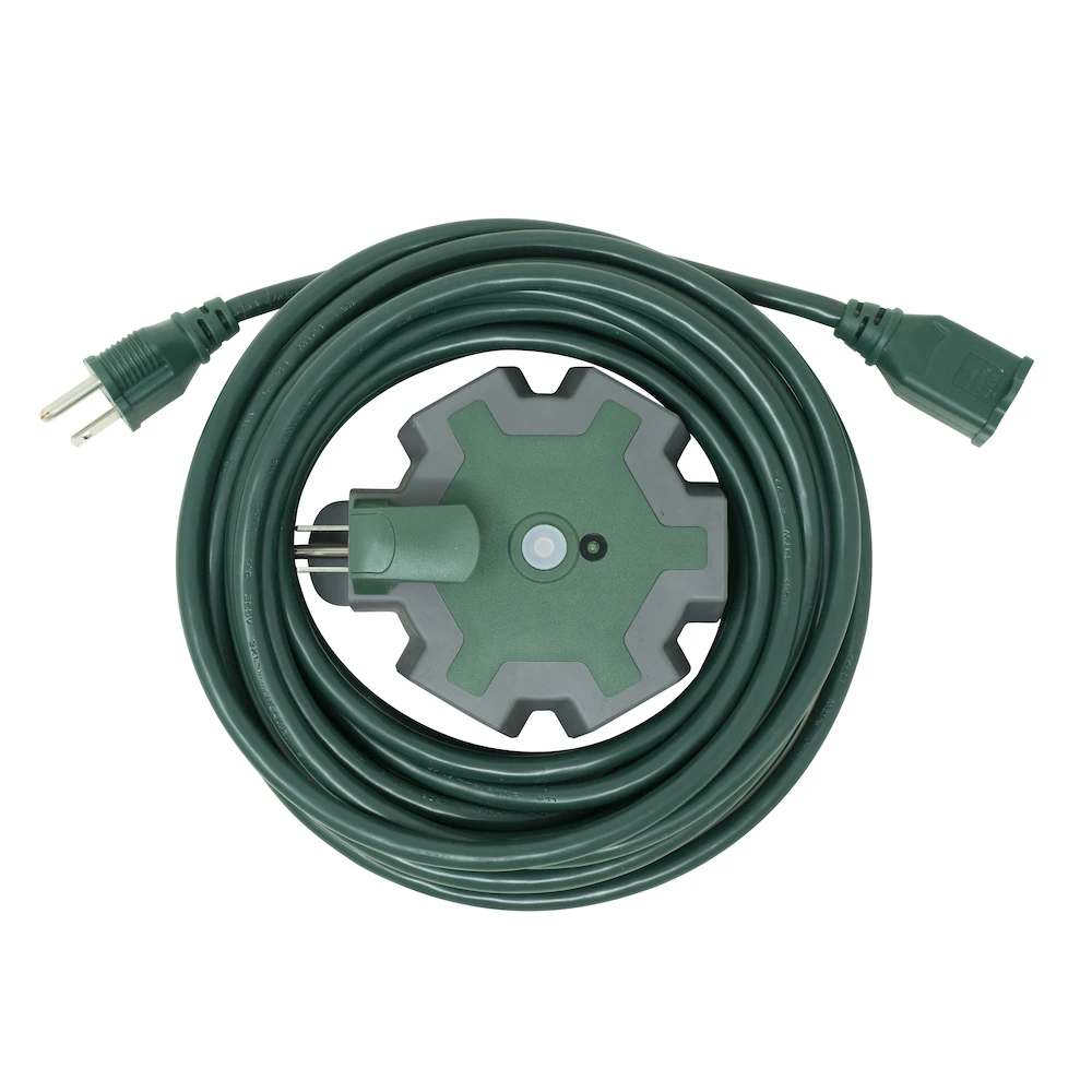 Yard Master Outdoor Power Set with 25 Foot Green Extension Cord and 5-Outlet Adapter