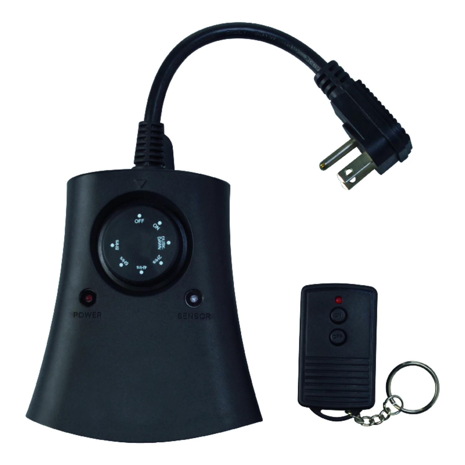 59746 3 Outlet Outdoor Photocell Timer With Wireless Remote Control, Black