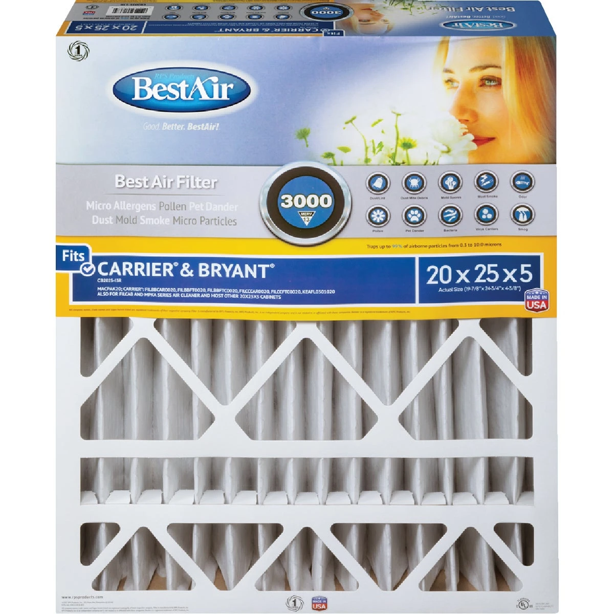 BestAir 20 in. W X 25 in. H X 5 in. D 13 MERV Pleated Air Filter 1 pk