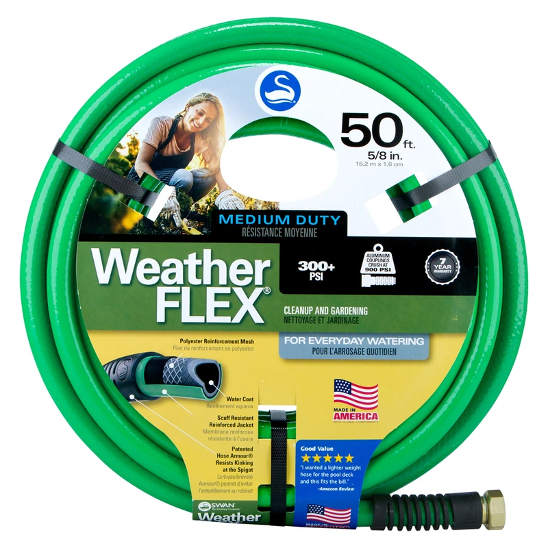 WeatherFlex All-Weather Medium Duty Garden Hose 5/8 Inch Diameter by 50 Feet Length