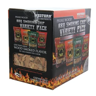 Wood BBQ Smoking Chips, 4 Flavors, (4) 180-Cu.-In. Bags