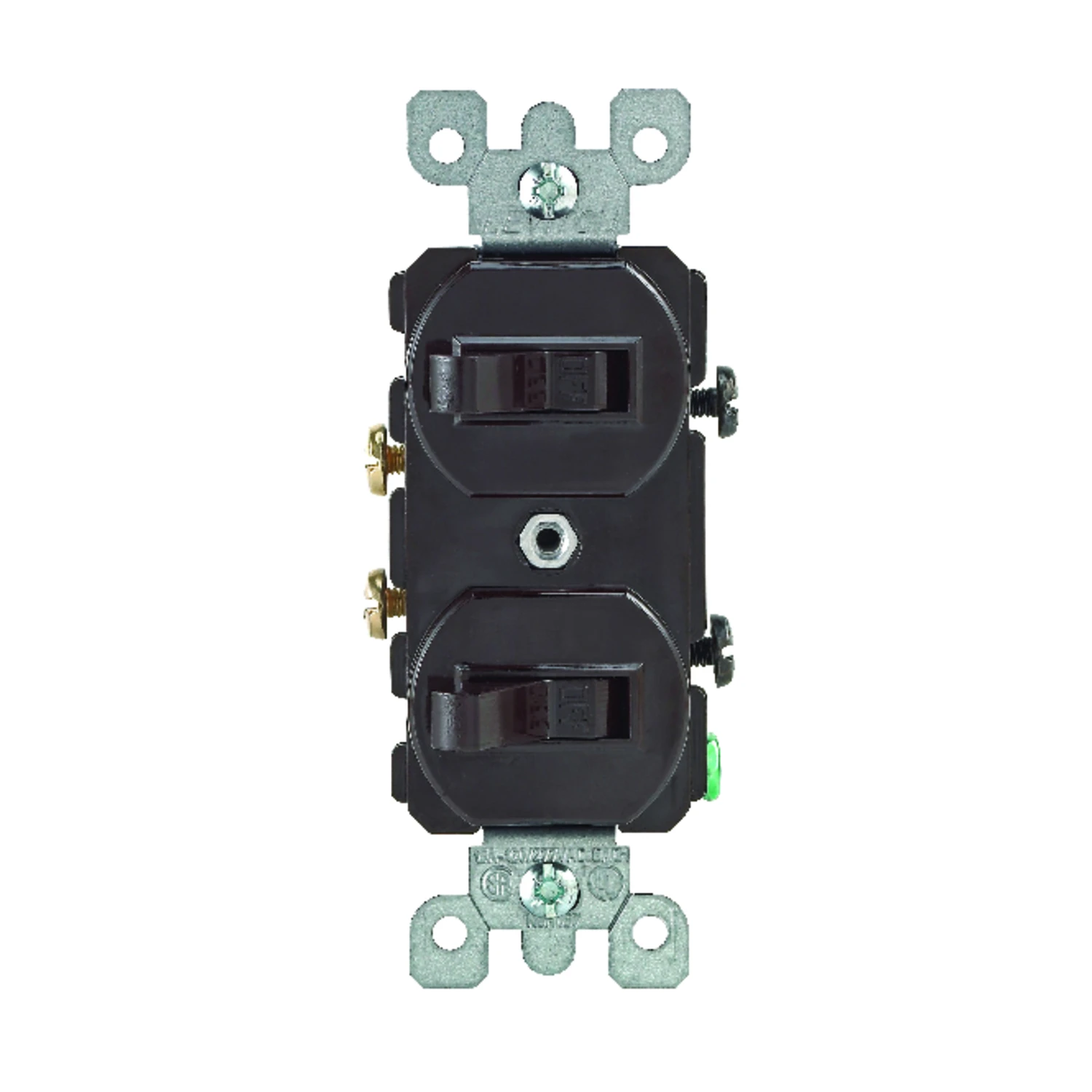 Leviton Single Pole Brown 15A Quiet Duplex Switch