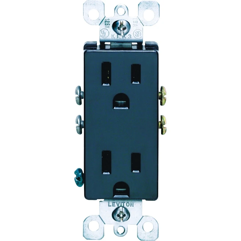 Leviton Decora 15 amps 125 volt Black Outlet 5-15R 1 pk