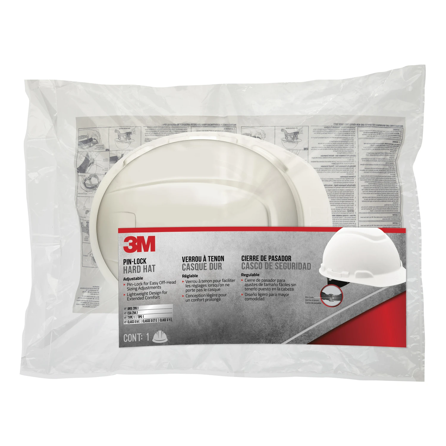 Safety Works White Cap Style Non-Vented Hard Hat with Pin Lock