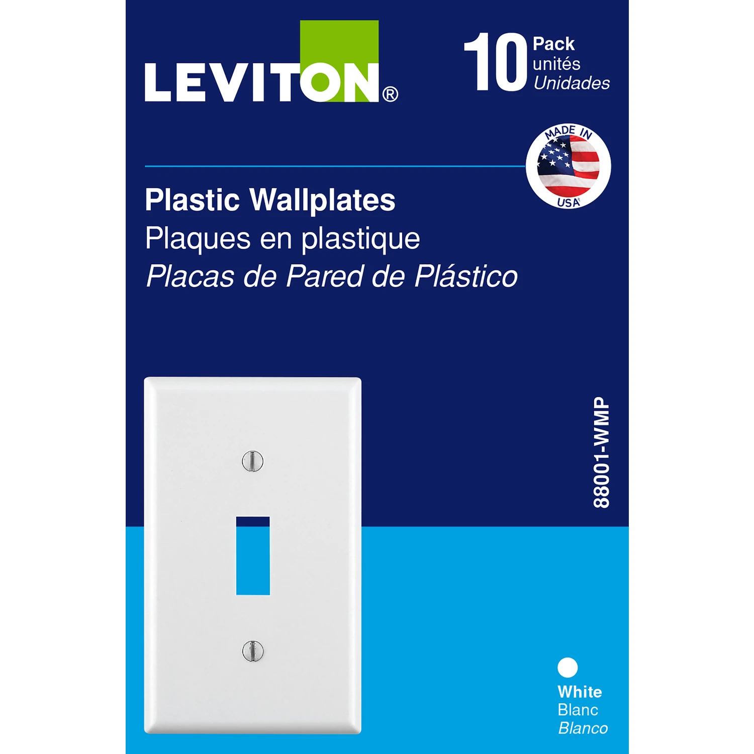 Leviton 1-Gang Plastic Toggle Switch Wall Plate, White (10-Pack)