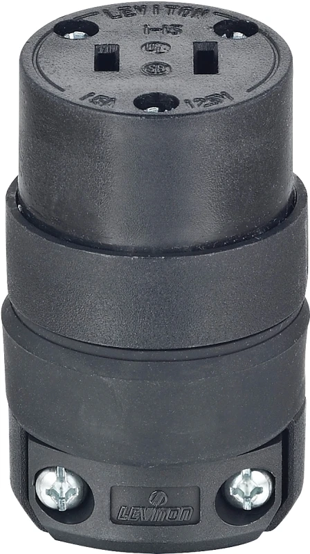 15a 125v 2-wire 2-pole Rubber Cord Connector For Rough Use