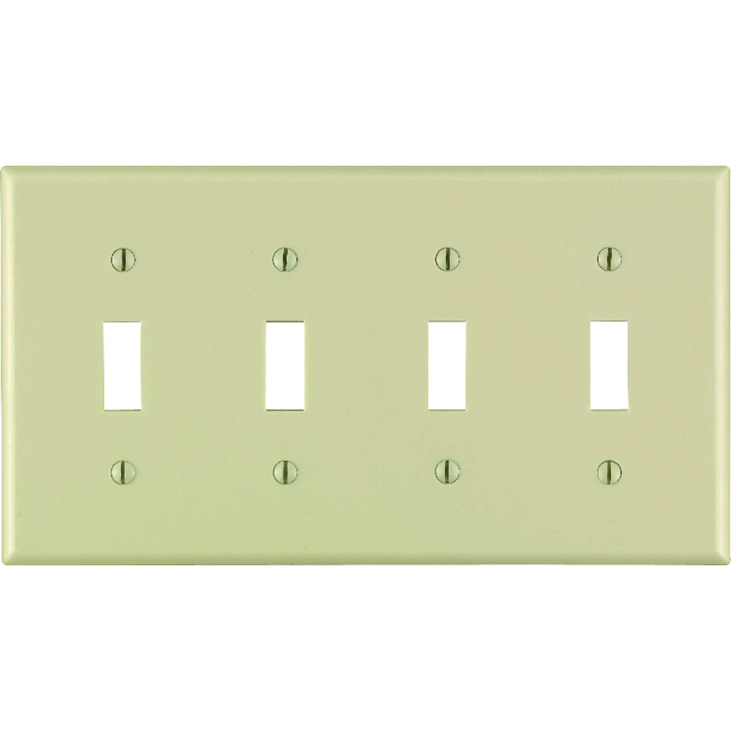 Leviton 4-Gang Plastic Toggle Switch Wall Plate, Ivory
