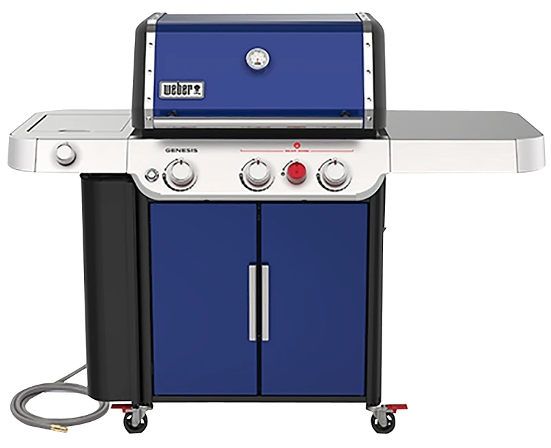 Genesis E-335 Three-Burner Natural Gas Grill with Thirty-Nine Thousand BTUs, Side Burner, Sear Burner, Deep Ocean Blue Finish