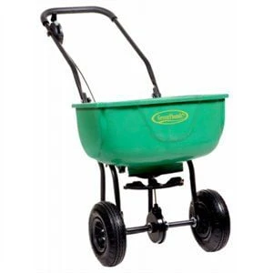 70 Lb Capacity Broadcast Spreader With Pneumatic Wheels And Foam Grip