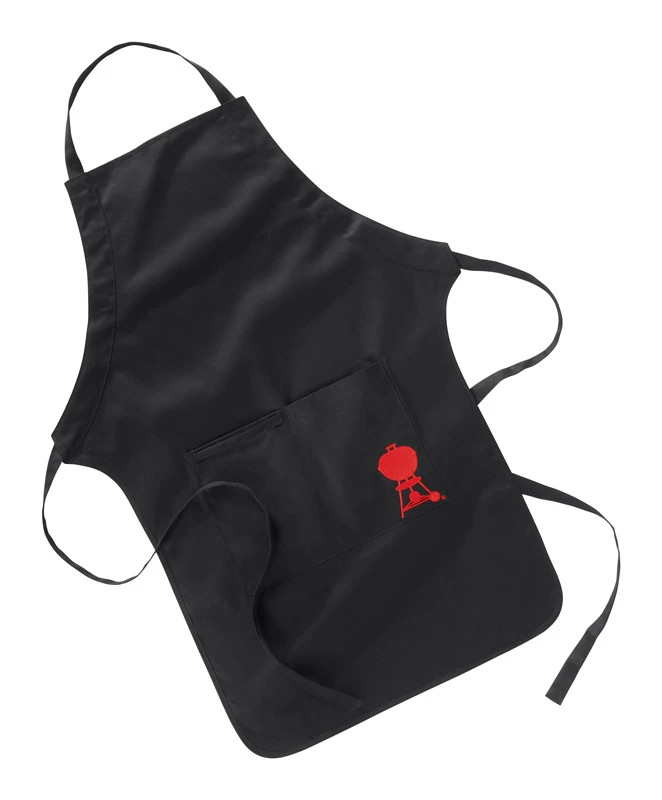 Black Cotton Apron With Red Kettle Embroidery - One Size Fits All