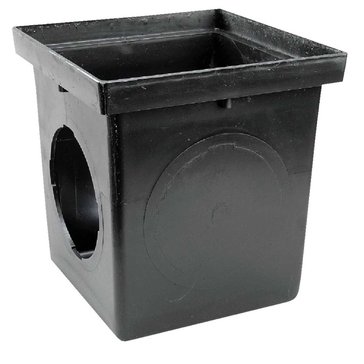 12 In. X 12 In. Black Square Catch Basin With 2 Openings