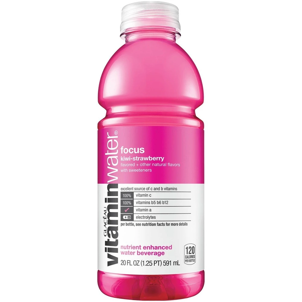 Glaceau Vitaminwater Nutrient Enhanced Beverage Bottle Kiwi-Strawberry - 20.0 oz.