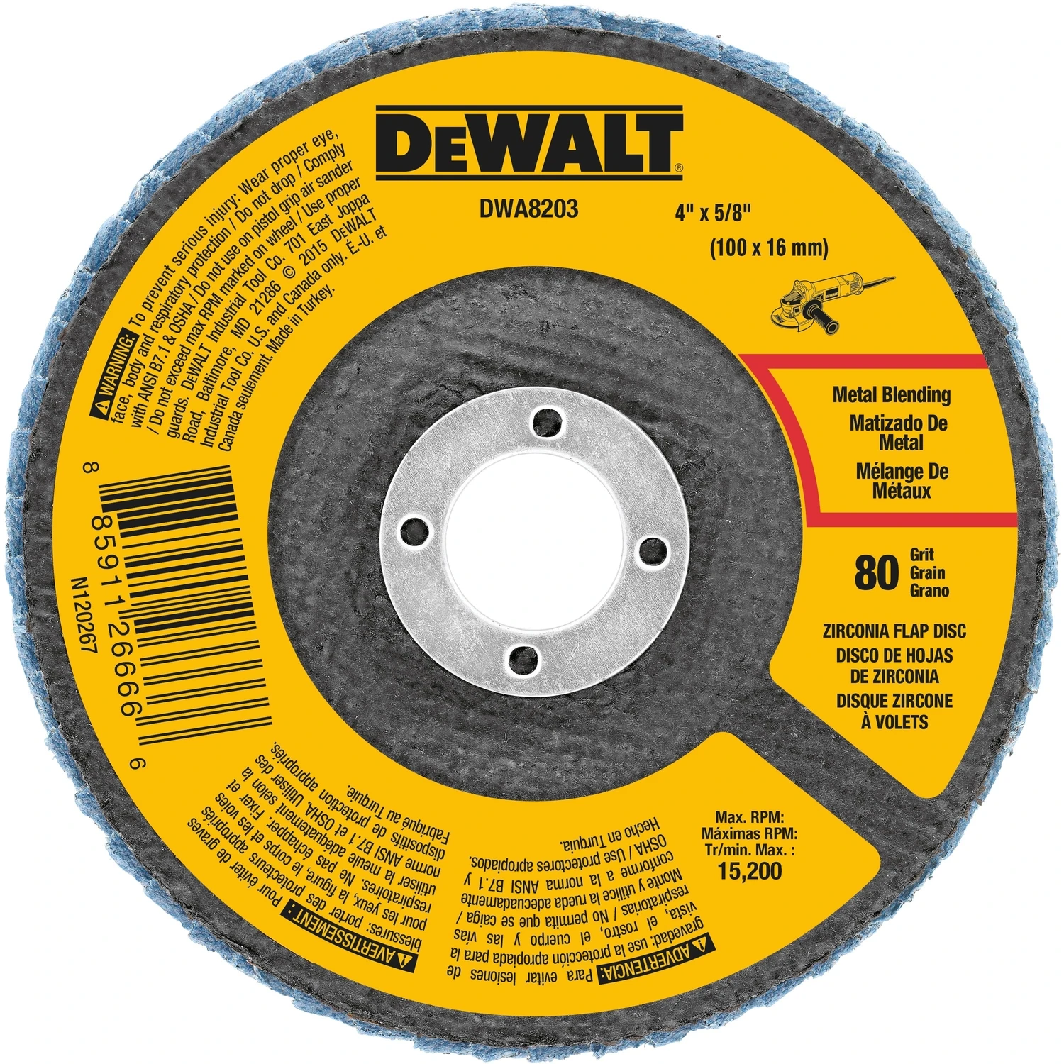4 In. Zirconia Type 29 Flap Disc 80 Grit 5/8 In. Arbor