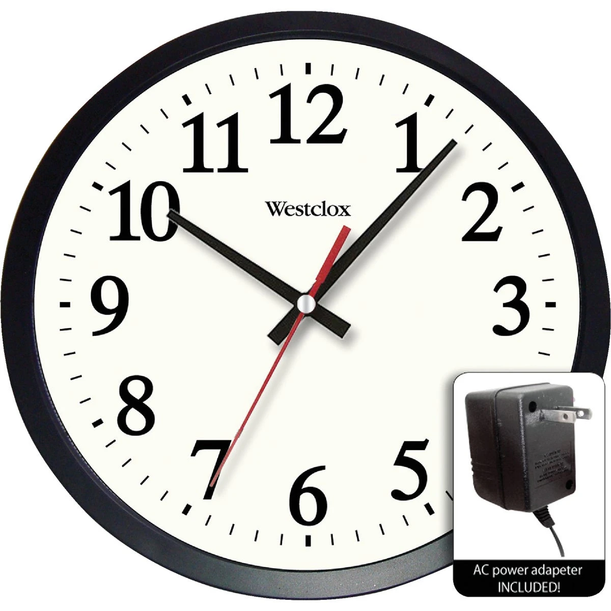 14 Inch Black Indoor Analog Wall Clock With Battery Or Electric Operation