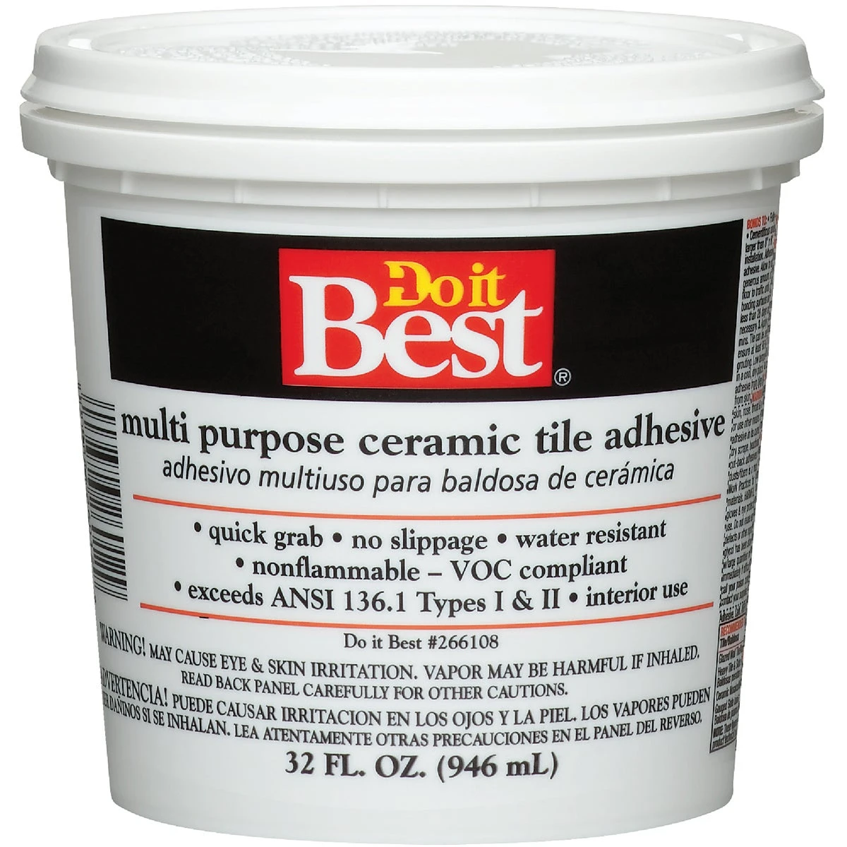 Off-white Multi Purpose Ceramic Tile Adhesive Quart 26012