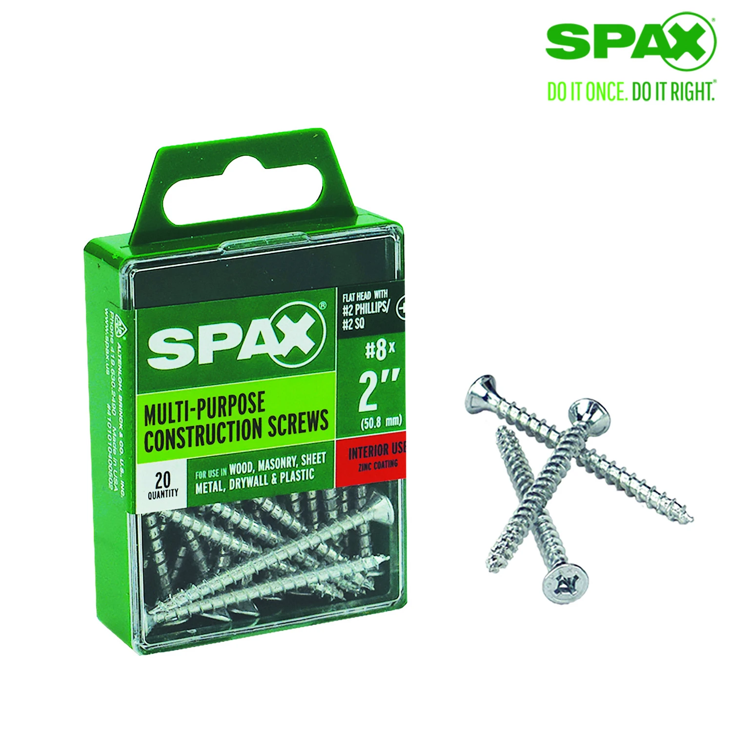 SPAX Multi-Material No. 8 Label X 2 in. L Unidrive Flat Head Serrated Construction Screws