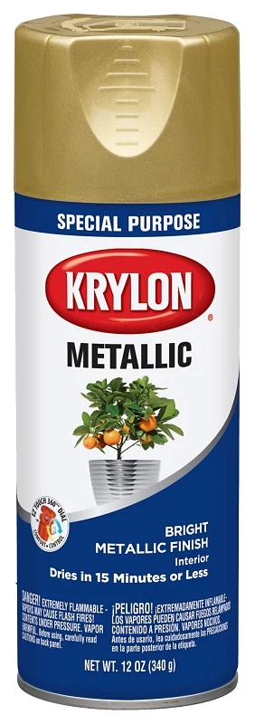 Metallic 12 Oz. Gloss Spray Paint In Bright Gold - Perfect For Indoor Projects