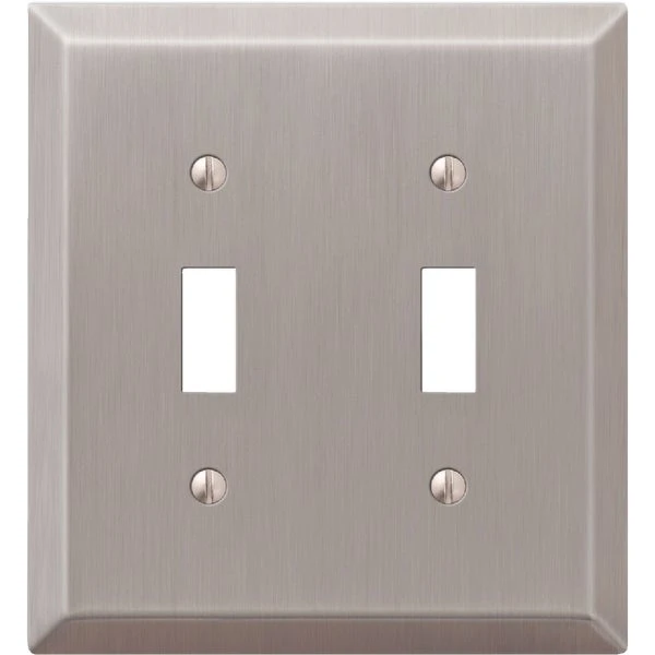 Brushed Nickel 2-toggle Wall Plate, Model 9pt102, Steel Construction