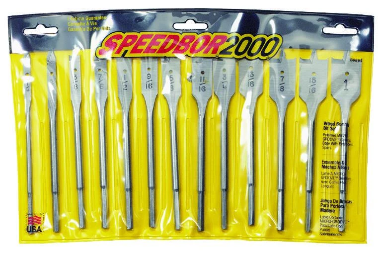 Speedbor 13-piece Steel Spade Bit Set With Hex Shank And Storage Case