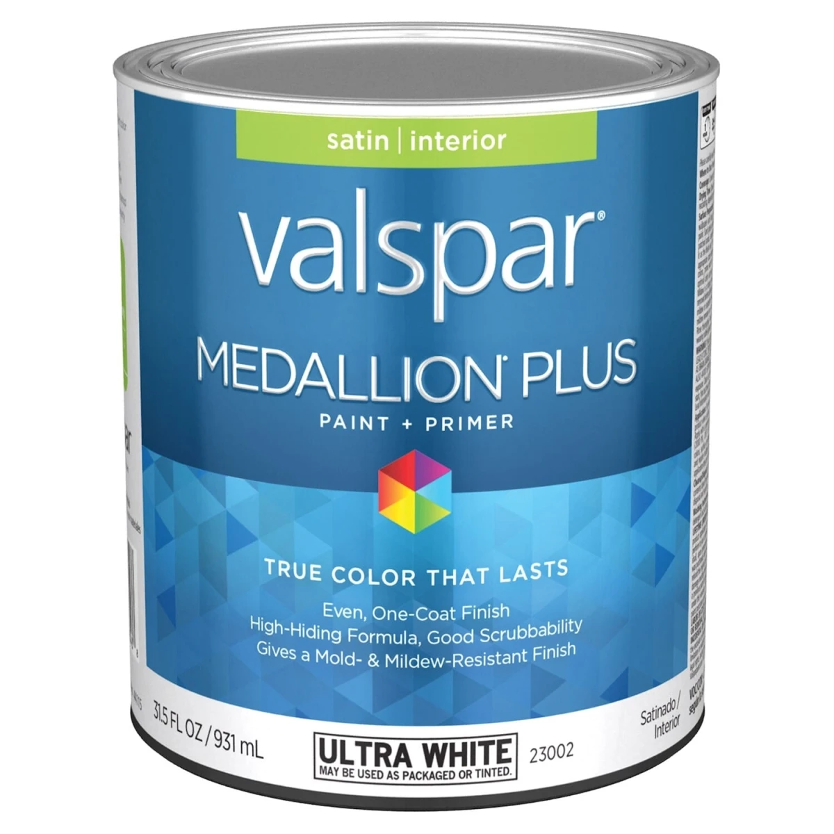 Medallion Plus Premium Satin Interior Paint & Primer, Ultra White, 1 Quart