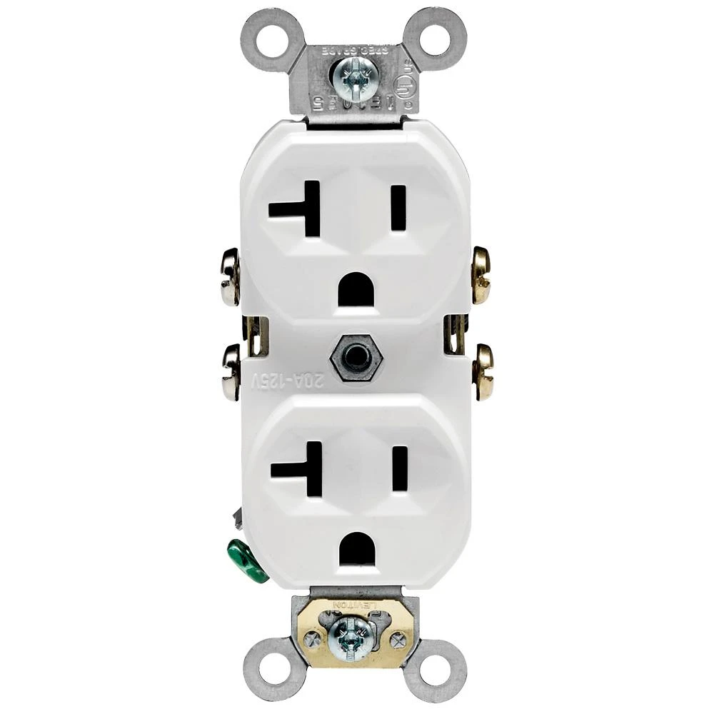 Leviton 20 amps 125 V Duplex White Outlet 5-20R 1 pk