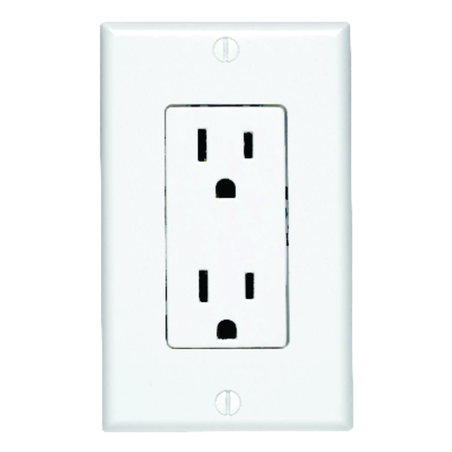 Leviton Decora 15A White Residential Grade 5-15R Duplex Outlet with Wall Plate