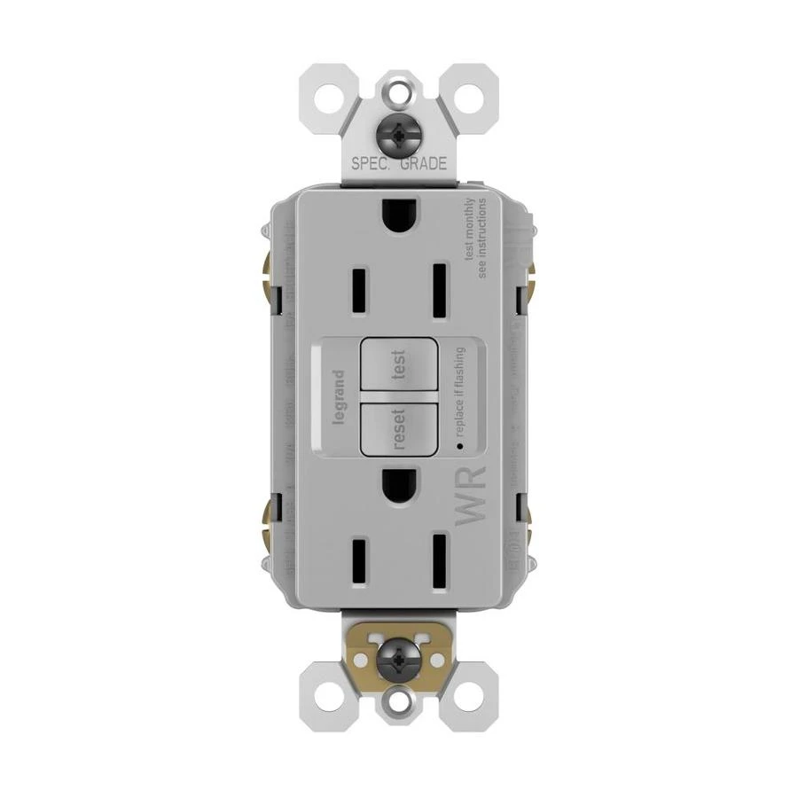 Pass and Seymour Radiant Ground Fault Circuit Interrupter Outlet, Gray, 120 Volt, 15 Amp