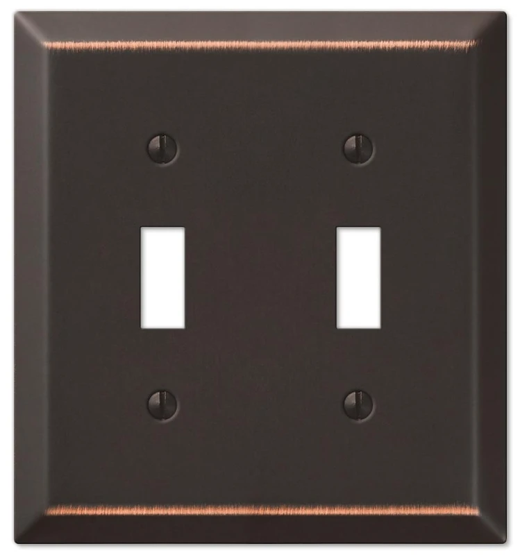 Amerelle 2-Gang Stamped Steel Toggle Switch Wall Plate, Aged Bronze