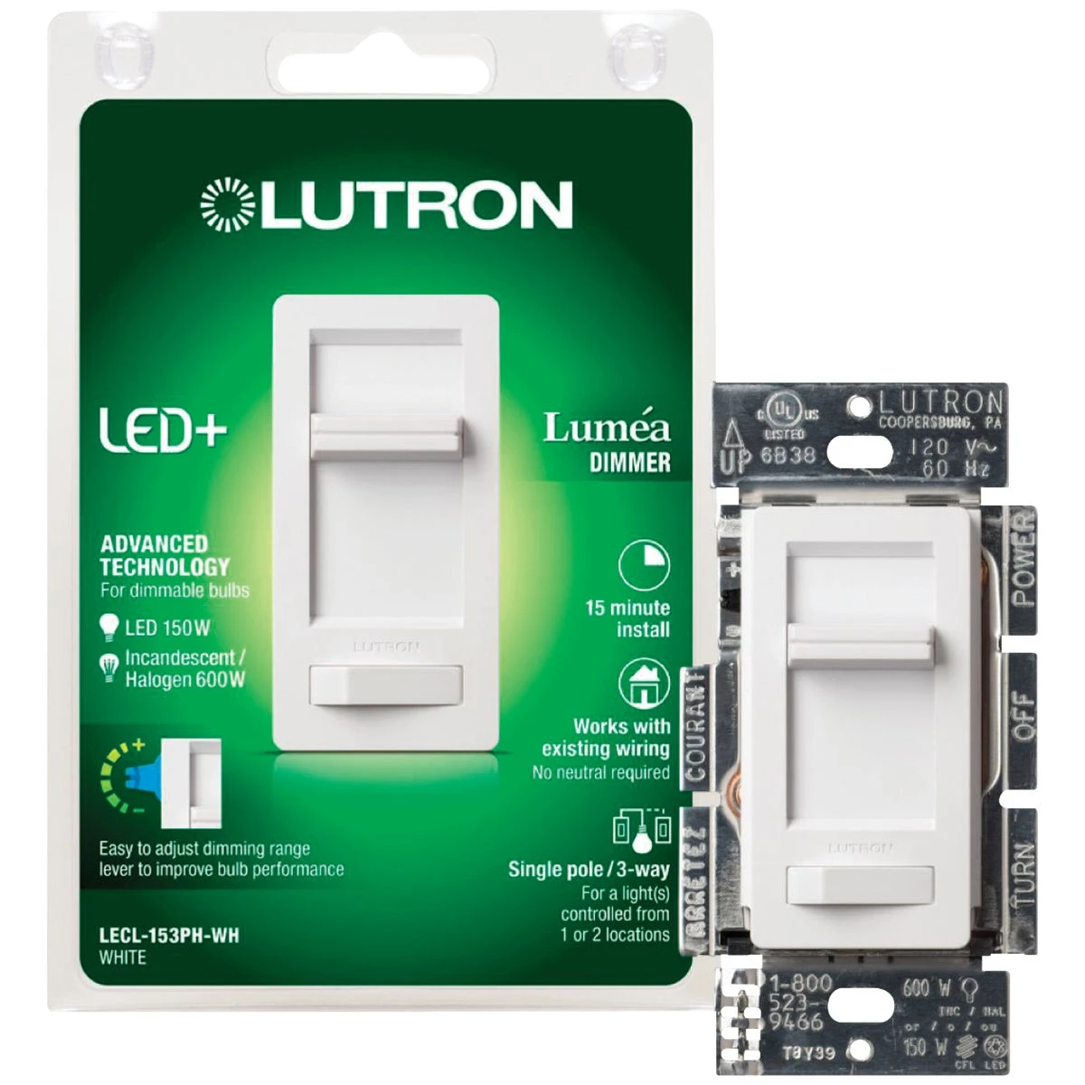 Lumea Dimmer Switch, White, 150-Watt