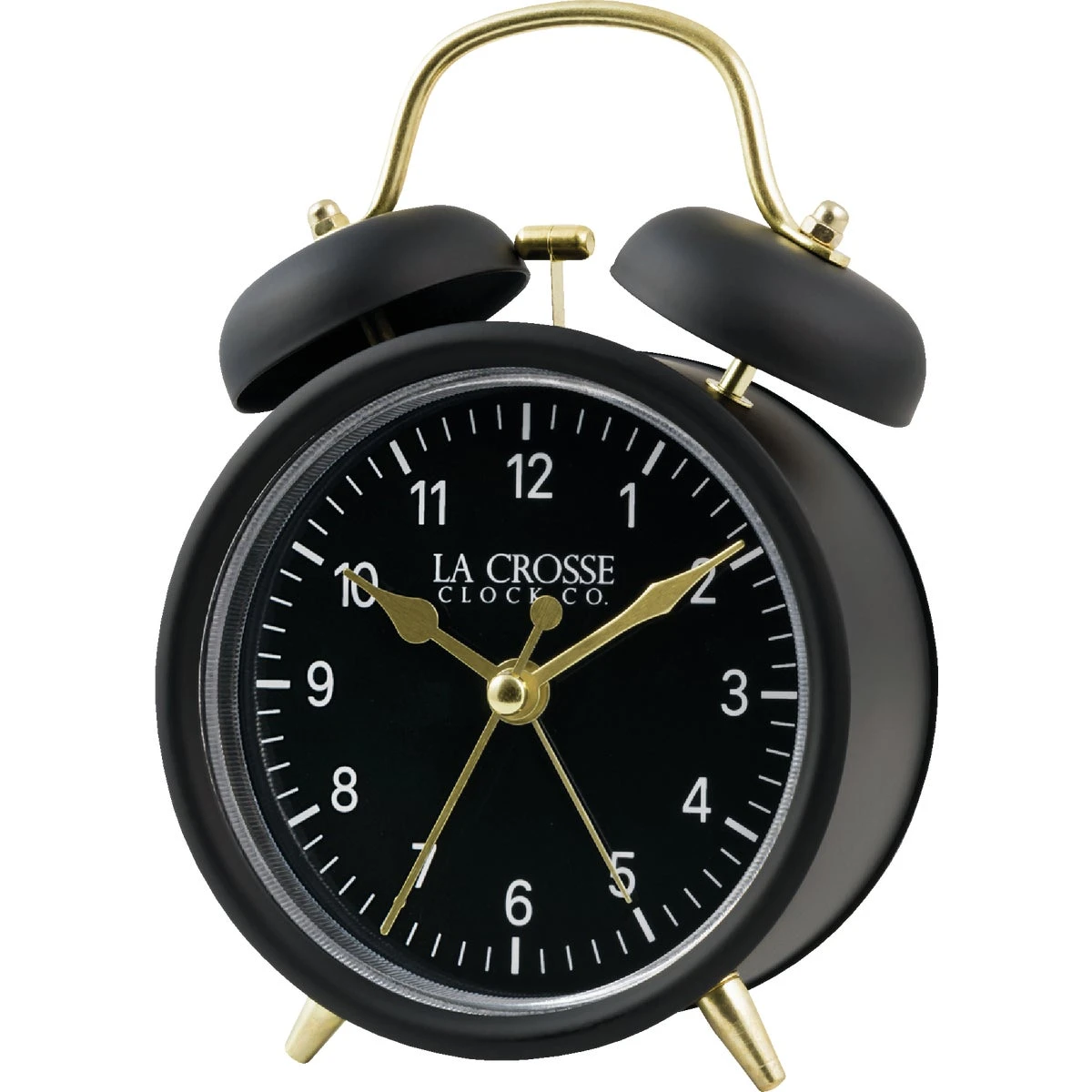 La Crosse Clock Co. Black Twin Bell Quartz Alarm Clock, Model 617-3314bg