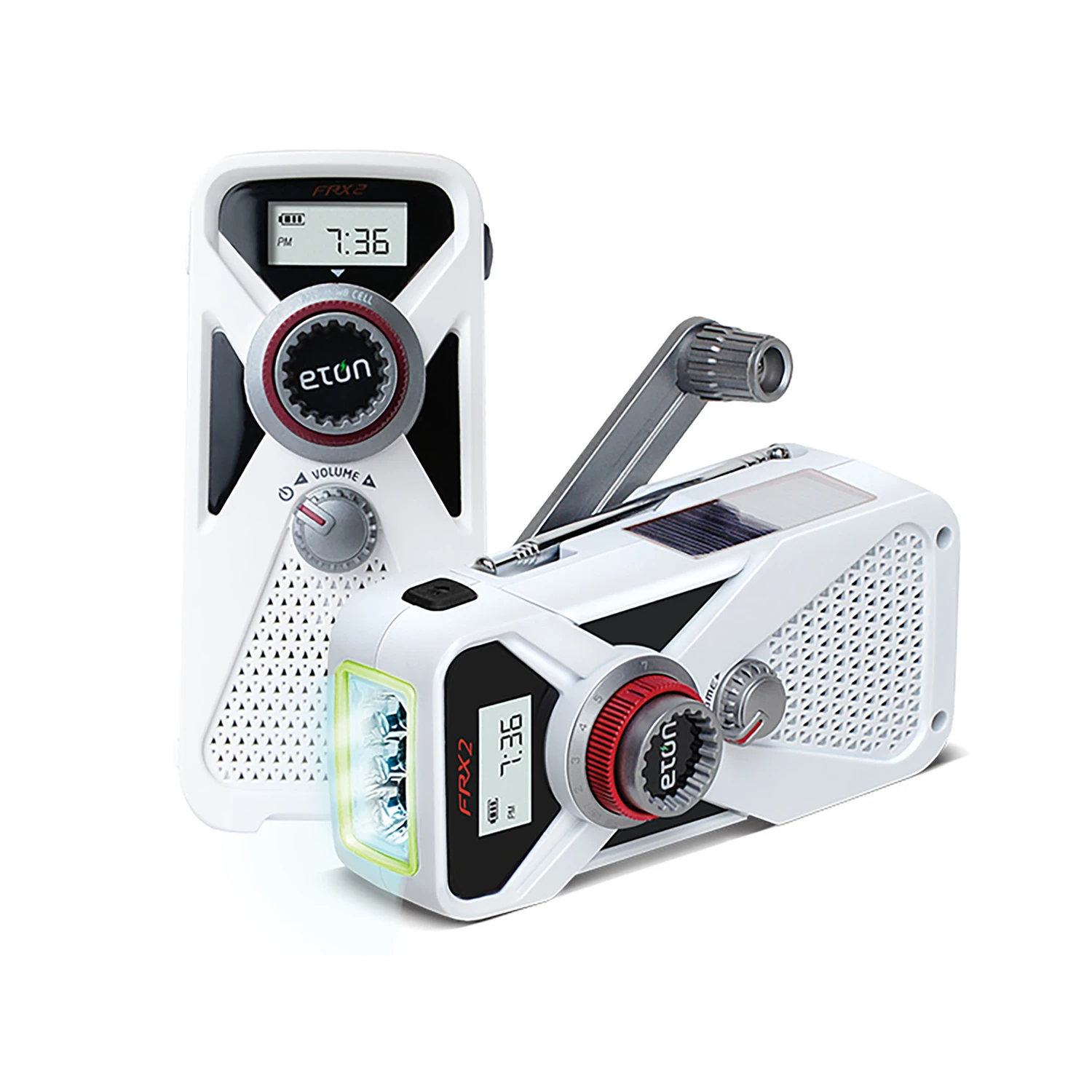 American Red Cross White Led Crank Radio/flashlight With Solar Panel And Usb Charging