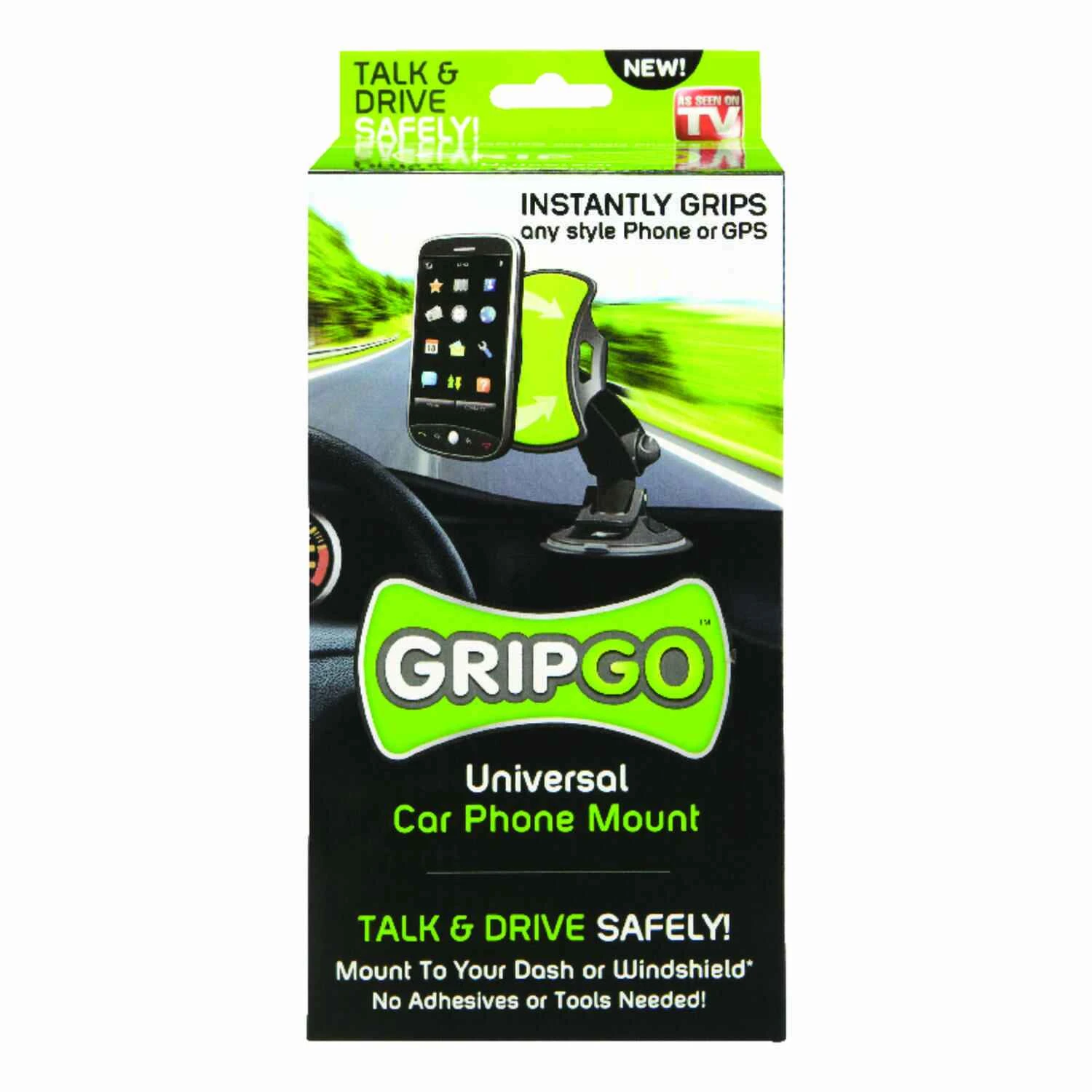Gripgo Universal Car Phone Mount Polymer 1 Pk, Model Gr011106, Hands-free, 360° Rotation