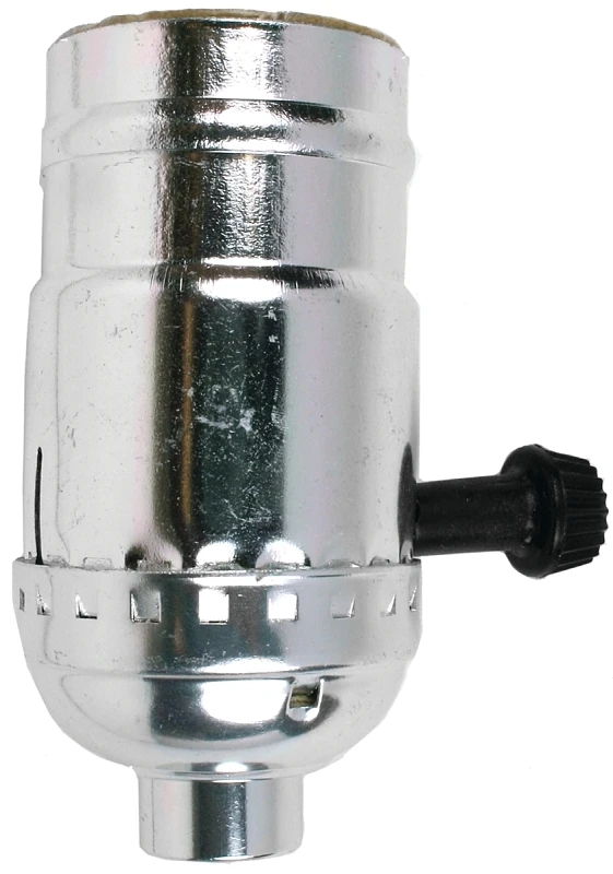 Turn Knob Lamp Socket, 3-Way, Medium Base, 250-Watt, 250-Volt, Nickel