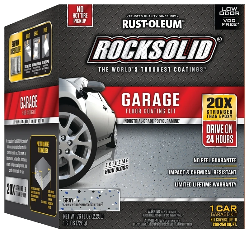 Rocksolid Low Voc Garage Floor Coating Kit, Gray, 76 Oz.