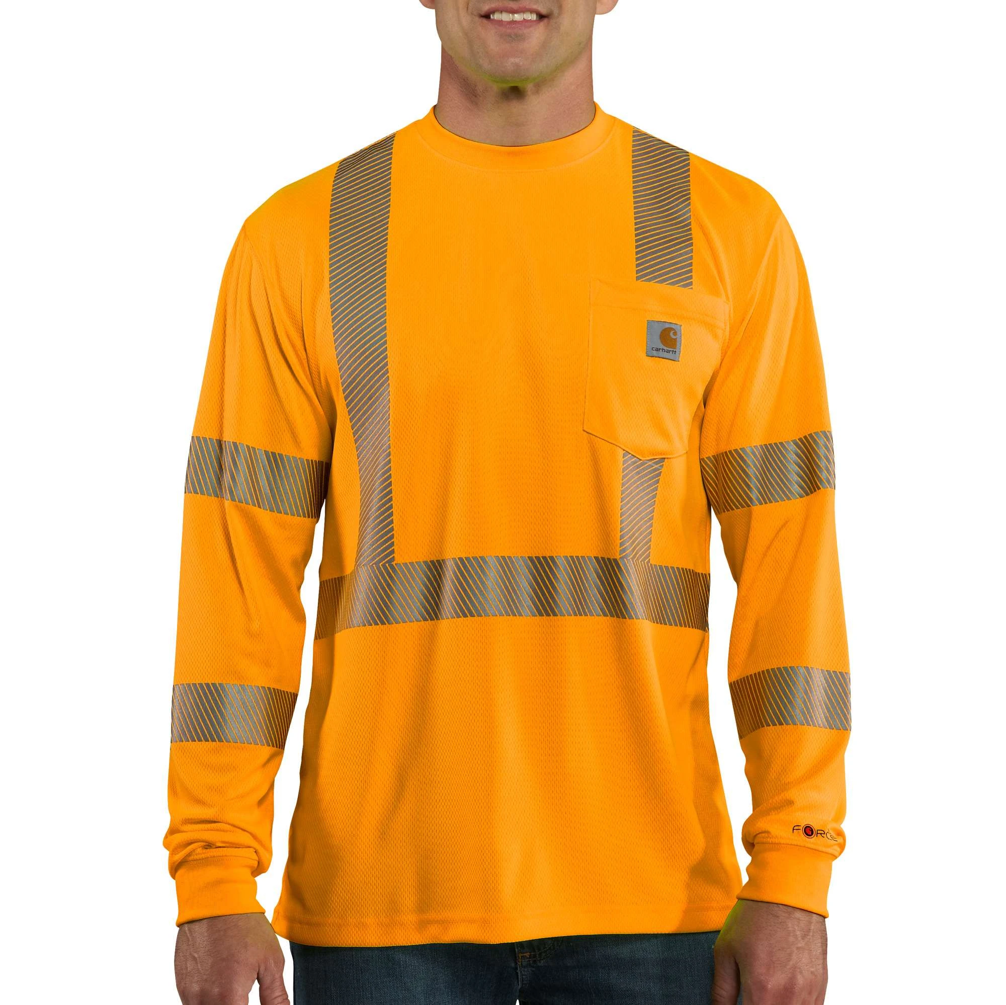 Men's High-visibility Force Long Sleeve Class 3 T-shirt, Brite Orange, Xl