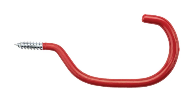 Bicycle Hook, Red Vinyl-Coated Steel, 4 In.