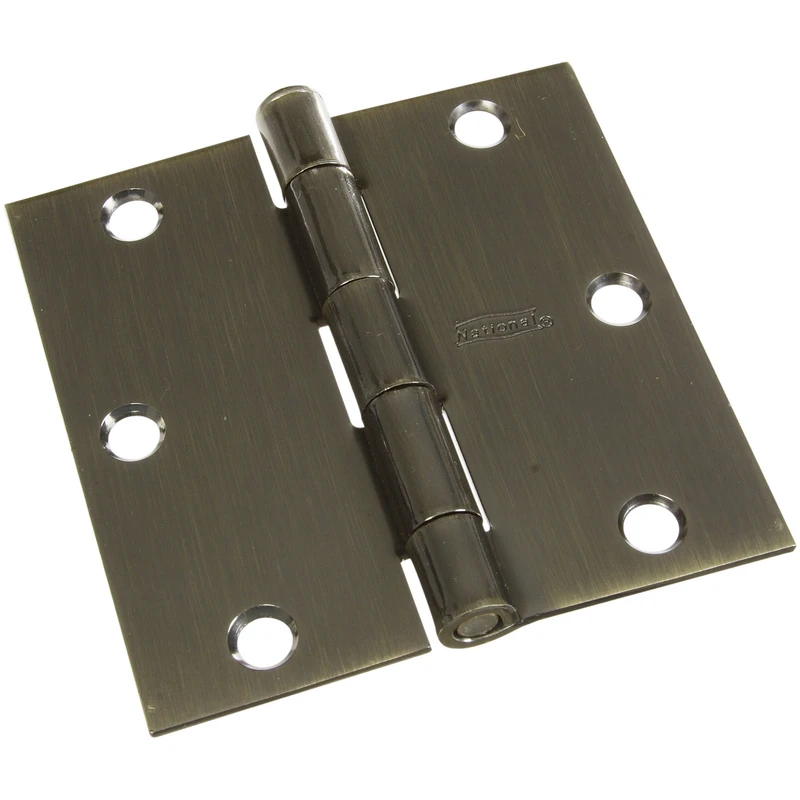 Interior Door Hinge, Square Edge, Antique Brass Finish, 3.5 Inches