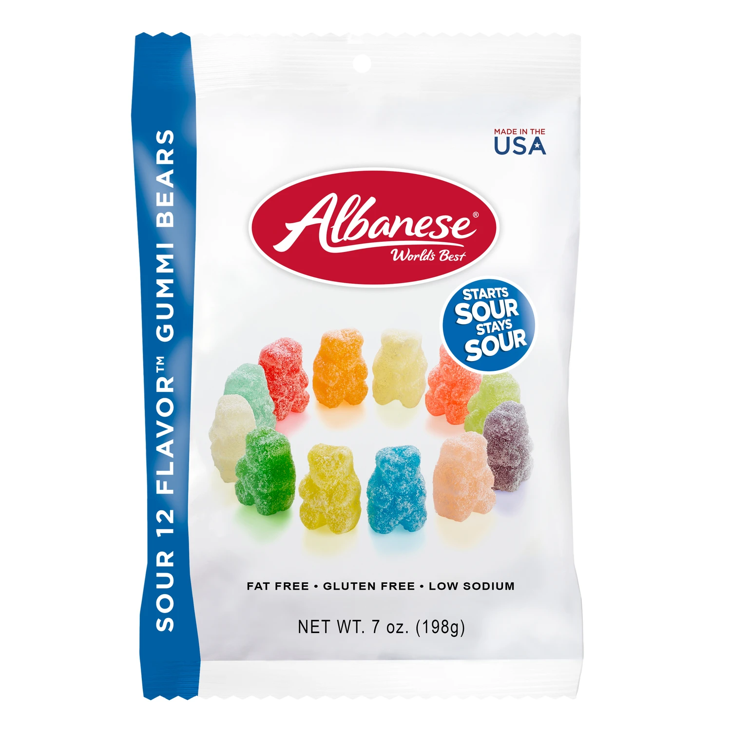Sour Gummi Bears Candy, 12 Assorted Flavors, 7 Ounce Bag