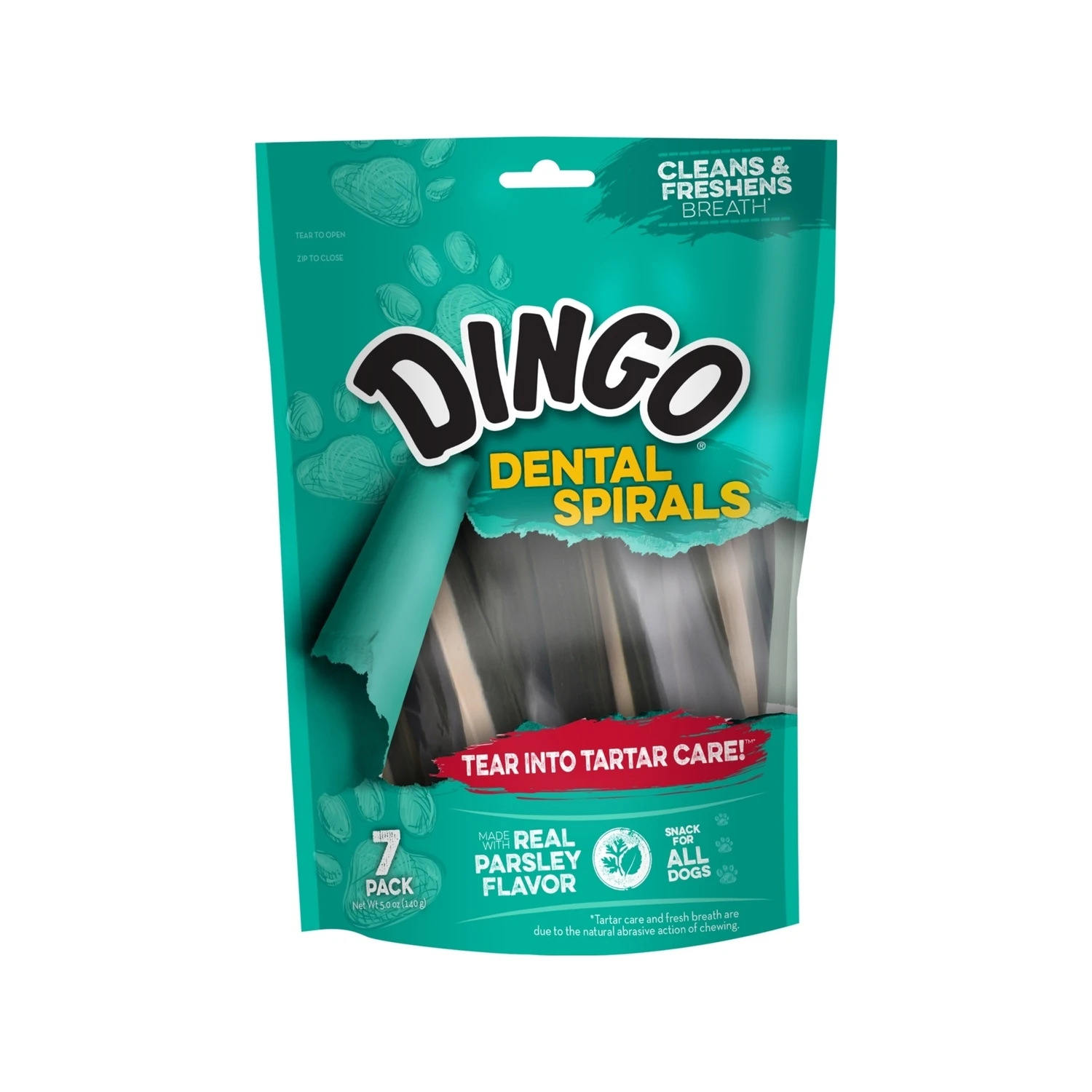 Dingo Dental Spiral Treats Parsley & Peppermint Dental Stick For Dogs 5 In. 7 Pk