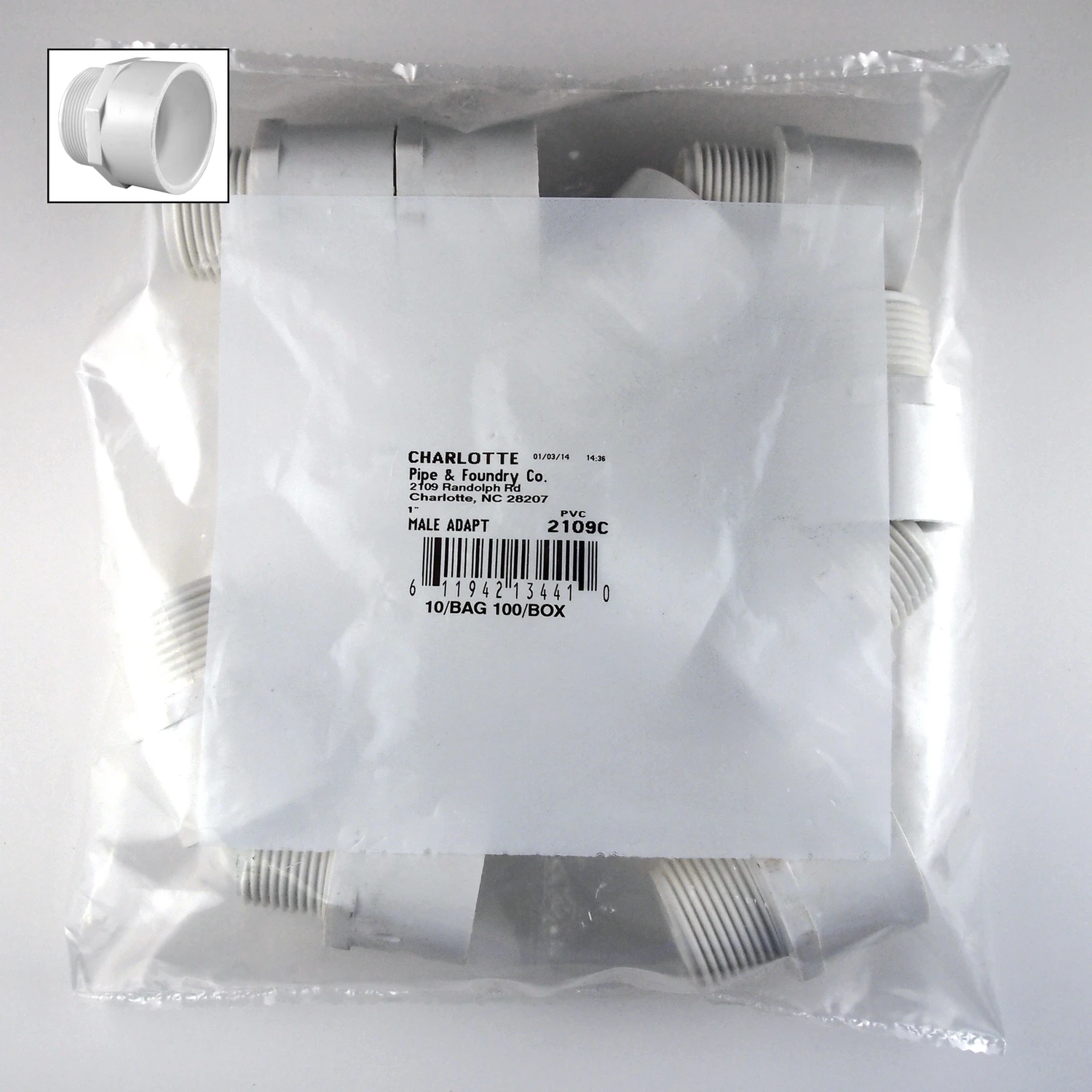 Schedule 40 PVC MIP Adapter, 1 In., 10-Pk.