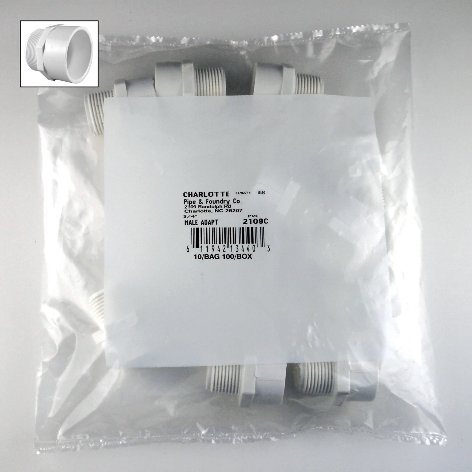 Schedule 40 PVC Adapter, 3/4 In., MIP, 10-Pk.